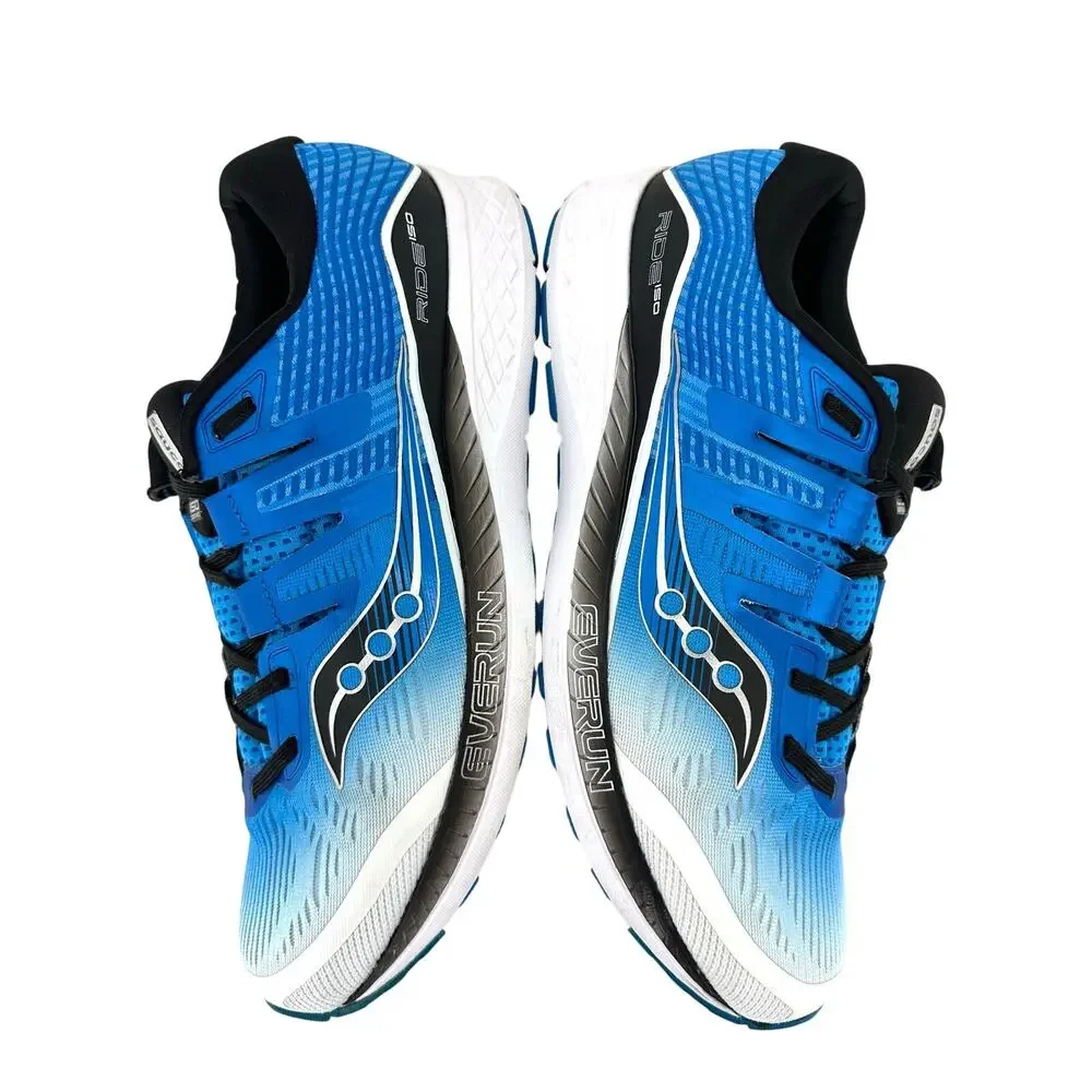 Saucony Ride ISO Everun Men Running Shoes Size 11.5 Blue/White/Black Knit Comfy